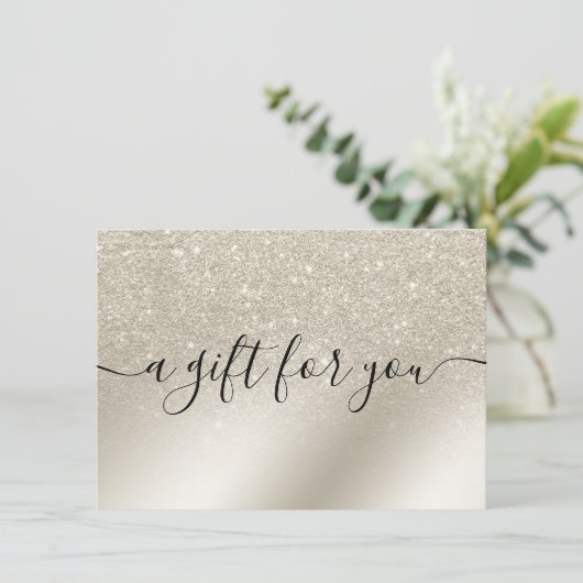 Carte parties scintillant perle ivoire ombre cadeau cert (Debout devant)