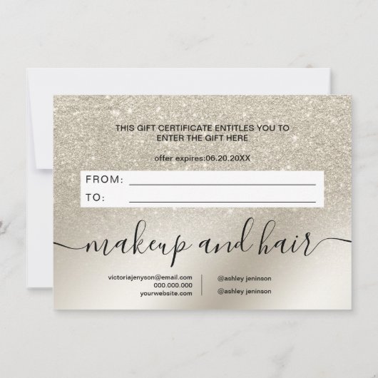 Carte parties scintillant perle ivoire ombre cadeau cert (Dos)