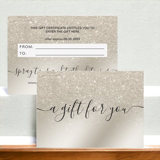 Carte parties scintillant perle ivoire ombre spray or ta