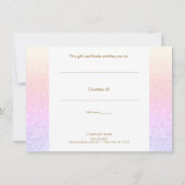 Carte Parties scintillant Rainbow Ombre Certificat cadea (Dos)