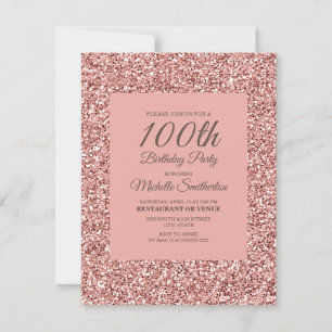 Carte Parties scintillant rose, 100e anniversaire des fe