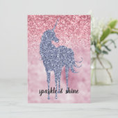 Carte Parties scintillant rose brillant violet Unicorne (Debout devant)
