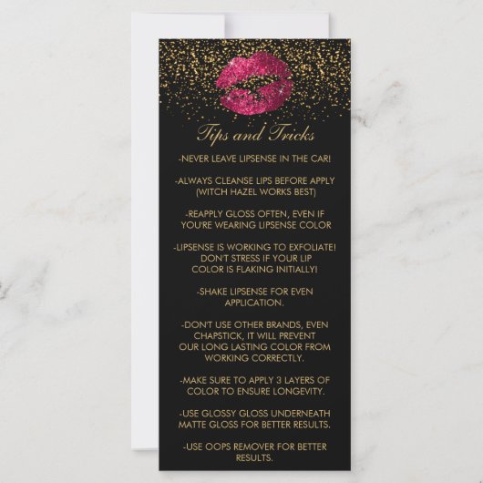 Carte Parties scintillant rose chaud - Instructions de d (Dos)