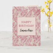 Carte Parties scintillant rose crème Glitz Feuilles trop (Fleur jaune)