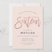 Carte parties scintillant rose en or girly douce moderne (Devant)