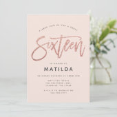 Carte parties scintillant rose en or girly douce moderne (Debout devant)