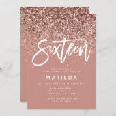 Carte parties scintillant rose en or girly douce moderne (Devant / Derrière)