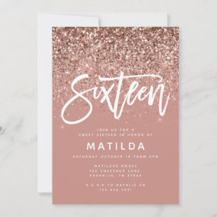 Carte parties scintillant rose en or girly douce moderne