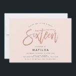 Carte parties scintillant rose en or girly photo douce 1<br><div class="desc">parties scintillant rose en or rose girly étincelante photo moderne douce invitation 16 anniversaire. Design minimaliste moderne sur tendance design avec élégant script chic. Partie d'une collection d'anniversaire. Parfait pour votre ado glamour. Portrait photo backer.</div>