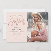 Carte parties scintillant rose en or girly photo douce 1 (Devant)