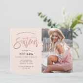 Carte parties scintillant rose en or girly photo douce 1 (Debout devant)