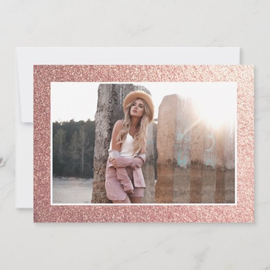 Carte parties scintillant rose en or girly photo douce 1 (Dos)