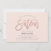 Carte parties scintillant rose en or girly surprise douc (Devant)