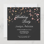 Carte Parties scintillant rose et or Confetti sur Invita (Devant)