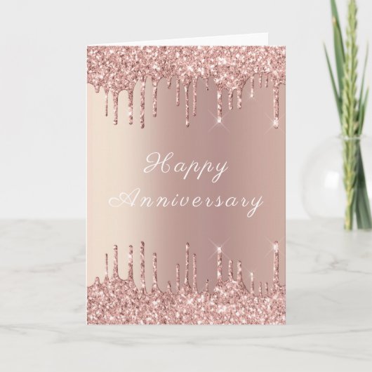 Carte Parties scintillant rose Gold Blush Sparkly Annive (Devant)