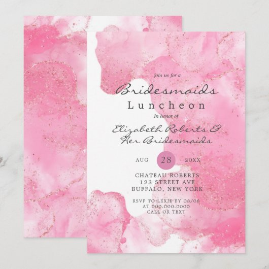 Carte Parties scintillant Rose Gold Fumée Bridesmaids Dé (Devant / Derrière)