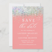 Carte Parties scintillant Rose Luxe Mariage Enregistrer (Devant)