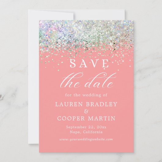 Carte Parties scintillant Rose Luxe Mariage Enregistrer  (Devant)