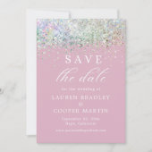 Carte Parties scintillant Rose Luxe Mariage Enregistrer (Devant)