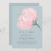 Carte Parties scintillant Rose moderne C'Est Un Baby sho (Devant / Derrière)