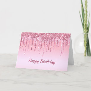 Carte Parties scintillant rose moderne gouttes graphique