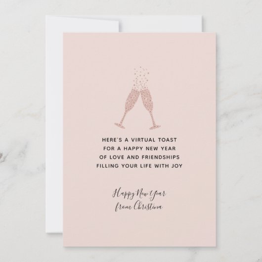 Carte Parties scintillant rose pâle Champagne Toast Cart (Dos)