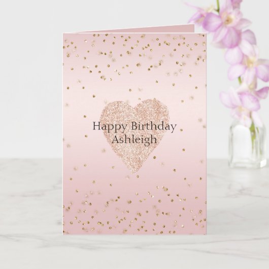 Carte Parties scintillant rose pâle Love Gold Confetti C (Orchidée)
