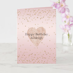 Carte Parties scintillant rose pâle Love Gold Confetti C