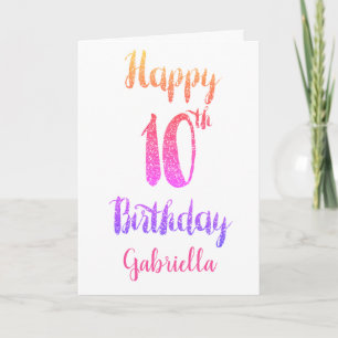Carte Parties scintillant rose violet 10e Anniversaire C