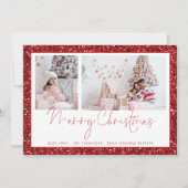 Carte Parties scintillant rouge 2 Script photo Joyeuse c (Devant)