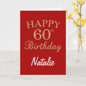 Carte Parties scintillant rouge et or 60e Anniversaire C (Fleur jaune)