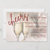 Carte Parties scintillant rouge Script de la nouvelle an (Devant)