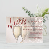 Carte Parties scintillant rouge Script de la nouvelle an (Debout devant)