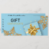 Carte Parties scintillant Snowflakes Gold boîte cadeau C (Devant / Derrière)