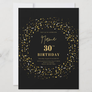 Carte Parties scintillant sobre et moderne noir 30e anni