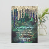 Carte Parties scintillant turquoise chic gouttes Noël no (Debout devant)