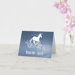 Carte Parties scintillant Unicorn et étoiles Merci   Car