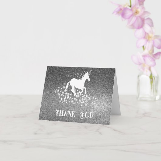 Carte Parties scintillant Unicorn et étoiles Merci | Car (Orchidée)