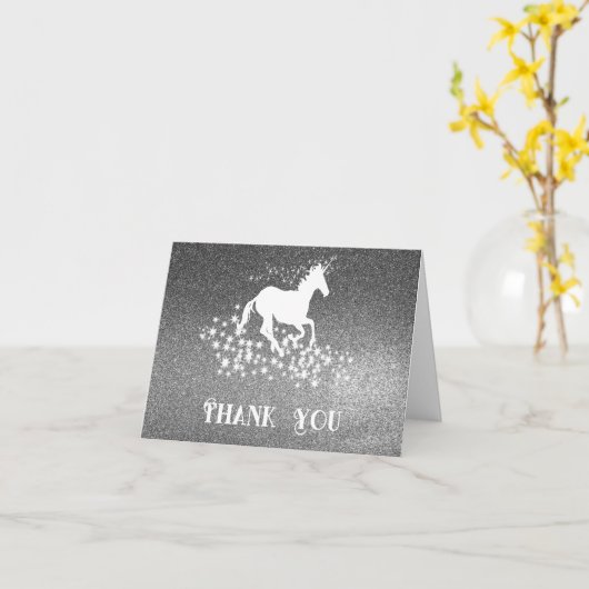 Carte Parties scintillant Unicorn et étoiles Merci | Car (Fleur jaune)