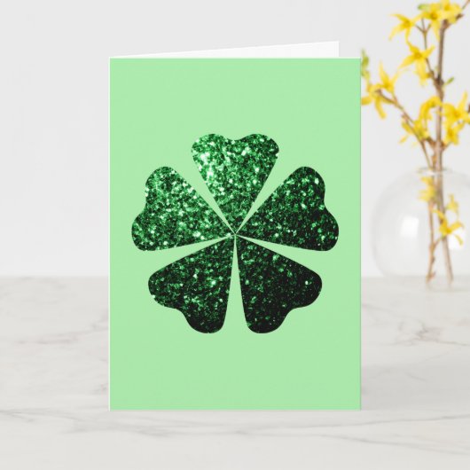 Carte Parties scintillant vert foncé scintille Shamrock  (Fleur jaune)