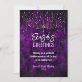 Carte Parties scintillant violet chic lumières de Noël n (Devant)