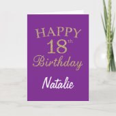 Carte Parties scintillant violet et or 18e anniversaire  (Devant)