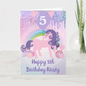Carte Parties scintillant violet et rose Unicorn Sweets (Devant)
