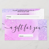 Carte Parties scintillant violet scintille rose chic cer (Devant / Derrière)