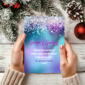 Carte Parties scintillant violet turquoise chic Noël nou