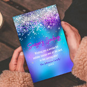 Carte Parties scintillant violet turquoise chic Noël nou