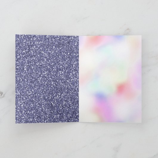 Carte Parties scintillant violette Unicorn rose Annivers (Intérieur)