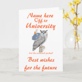Carte Partir à l'Université Meilleurs voeux, Owl, ajoute (Fleur jaune)