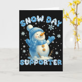 Carte Partisan de journée enneigée Bonhomme de neige flo (Fleur jaune)