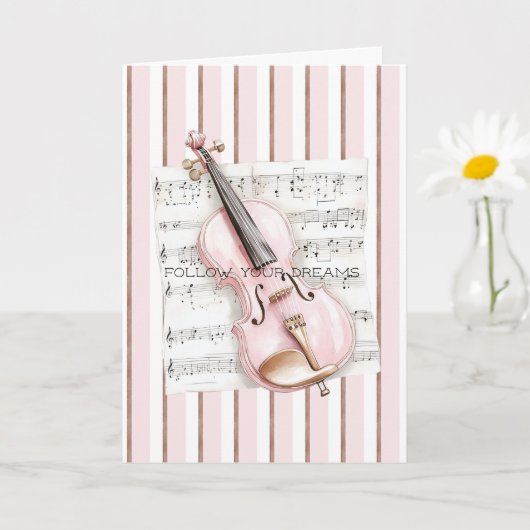 Carte Partition de Violon Rose (Petite plante)